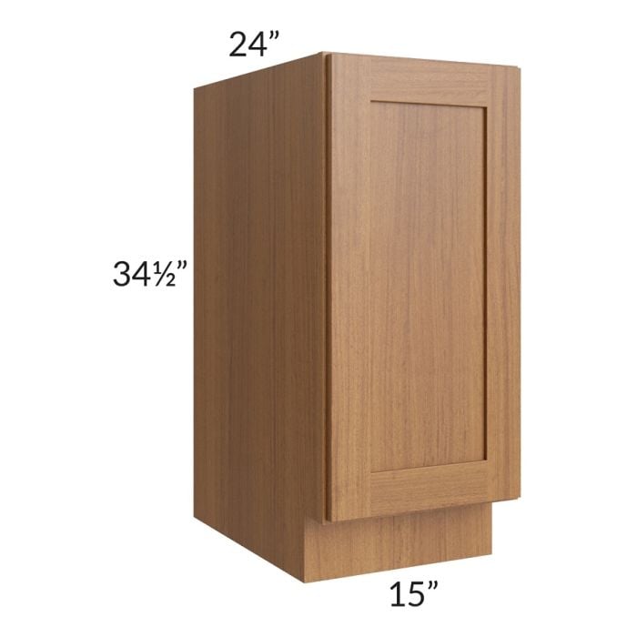 RTA Artisan Walnut Shaker 15" Full Height Door Base Cabinet with 1 Decorative End Panel