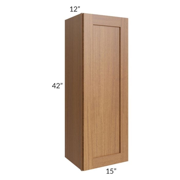 RTA Artisan Walnut Shaker 15" x 42" Wall Cabinet with 2 Decorative End Panels
