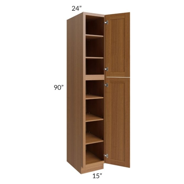 RTA Artisan Walnut Shaker 15" x 90" Wall Pantry with 1 Roll Out Tray