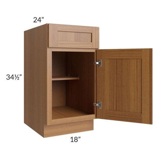 RTA Artisan Walnut Shaker 18" Base Cabinet with 1 Decorative End Panel and 2 Roll Out Trays