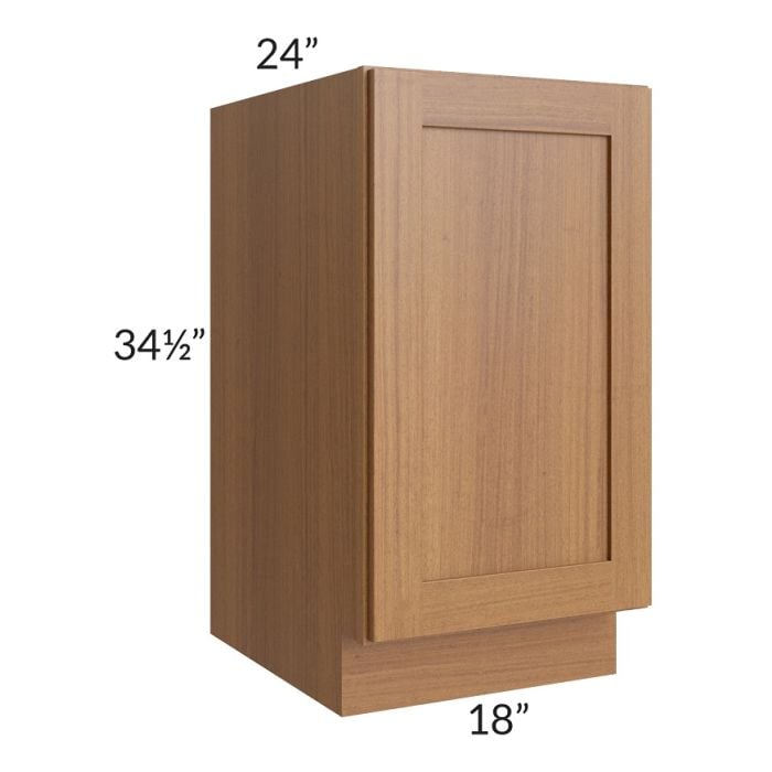 RTA Artisan Walnut Shaker 18" Full Height Door Base Cabinet with 2 Decorative End Panels and 1 Roll Out Tray