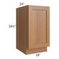 RTA Artisan Walnut Shaker 18" Full Height Door Base Cabinet with 2 Decorative End Panels and 2 Roll Out Trays