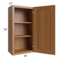 RTA Artisan Walnut Shaker 18" x 36" Wall Cabinet with 1 Decorative End Panel and Glass Door