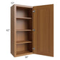 RTA Artisan Walnut Shaker 18" x 42" Wall Cabinet with 2 Decorative End Panels and Glass Door