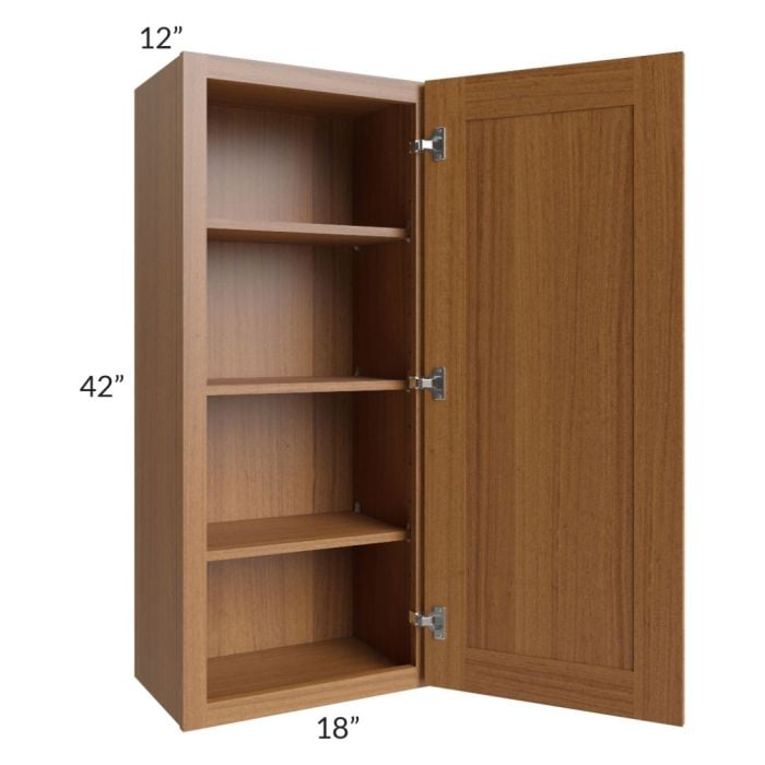 RTA Artisan Walnut Shaker 18" x 42" Wall Cabinet with Glass Door