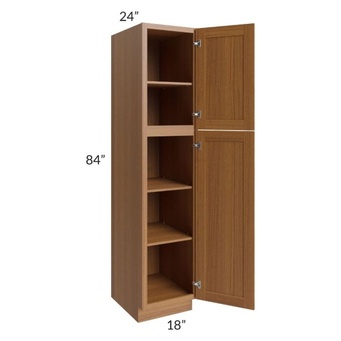 RTA Artisan Walnut Shaker 18" x 84" Wall Pantry with 1 Decorative End Panel and 4 Roll Out Trays