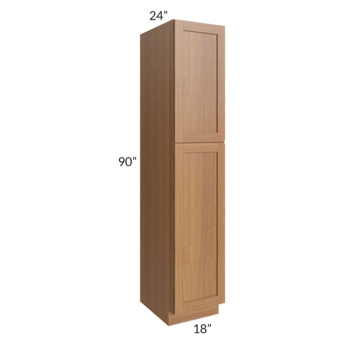 RTA Artisan Walnut Shaker 18" x 90" Wall Pantry with 2 Decorative End Panels and 1 Roll Out Tray