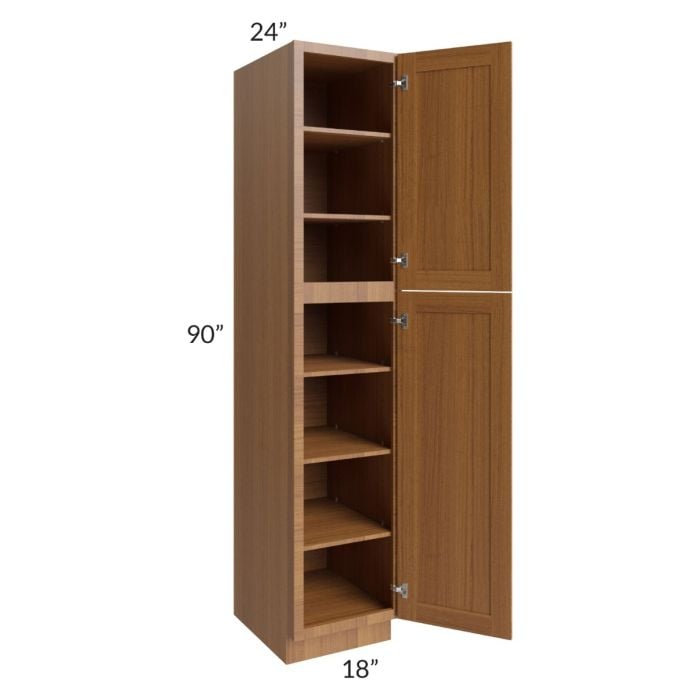 RTA Artisan Walnut Shaker 18" x 90" Wall Pantry with 3 Roll Out Trays