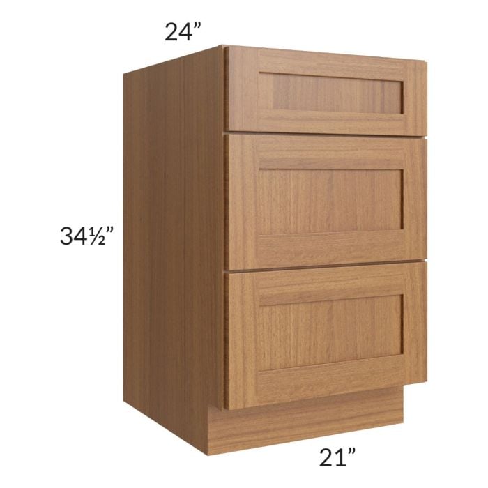 RTA Artisan Walnut Shaker 21" Drawer Base Cabinet with 2 Decorative End Panels