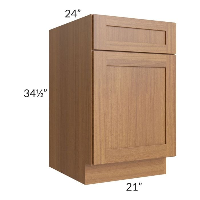 RTA Artisan Walnut Shaker 21" Full Height Door Base Cabinet with 1 Decorative End Panel