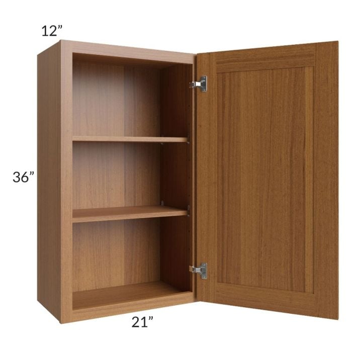 RTA Artisan Walnut Shaker 21" x 36" Wall Cabinet with 1 Decorative End Panel