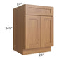 RTA Artisan Walnut Shaker 24" Base Cabinet with 2 Decorative End Panels and 1 Roll Out Tray