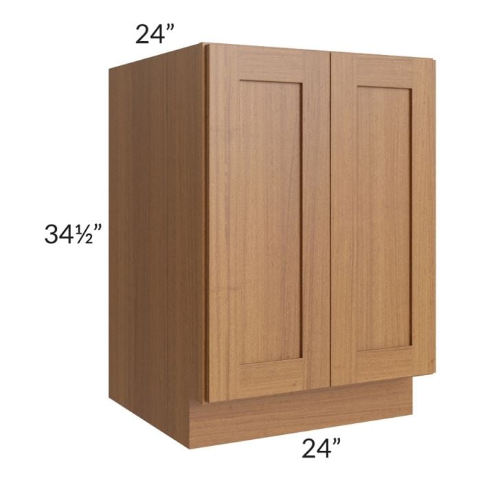 RTA Artisan Walnut Shaker 24" Full Height Door Base Cabinet with 2 Roll Out Trays