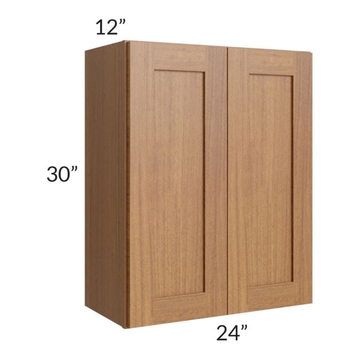 RTA Artisan Walnut Shaker 24" x 30" Wall Cabinet with 1 Decorative End Panel