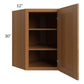 RTA Artisan Walnut Shaker 24" x 30" Wall Diagonal Corner Cabinet with Glass Door
