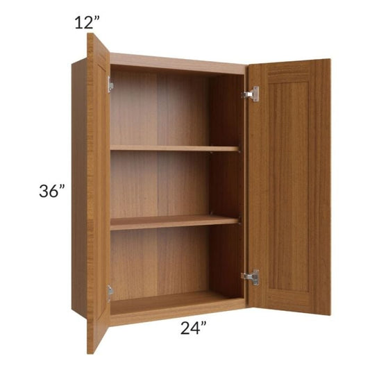 RTA Artisan Walnut Shaker 24" x 36" Wall Cabinet with 1 Decorative End Panel