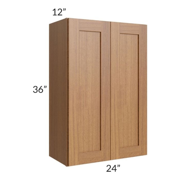RTA Artisan Walnut Shaker 24" x 36" Wall Cabinet with 2 Decorative End Panels