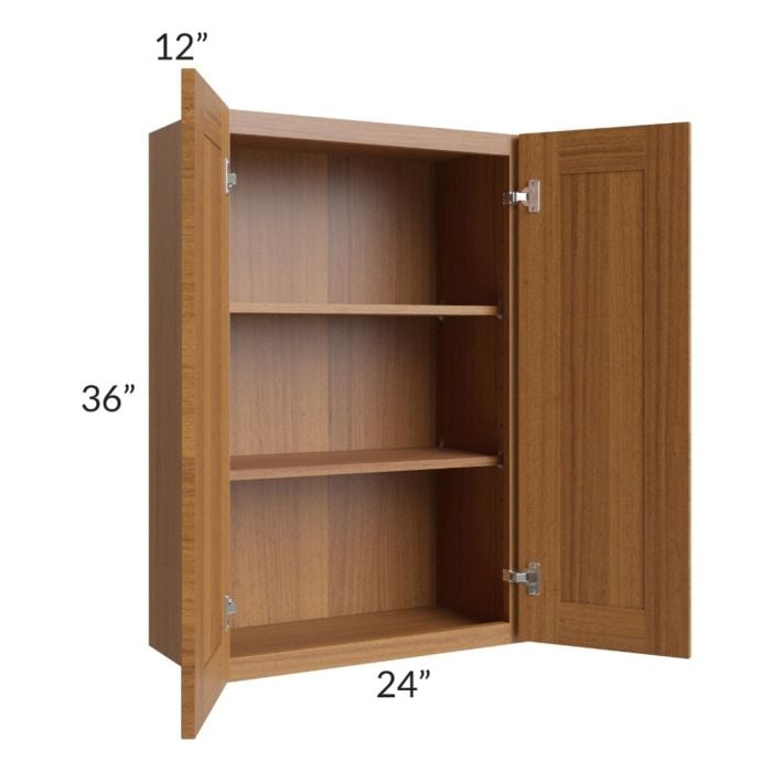 RTA Artisan Walnut Shaker 24" x 36" Wall Cabinet with 2 Decorative End Panels