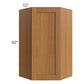 RTA Artisan Walnut Shaker 24" x 42" Wall Diagonal Corner Cabinet with Glass Door