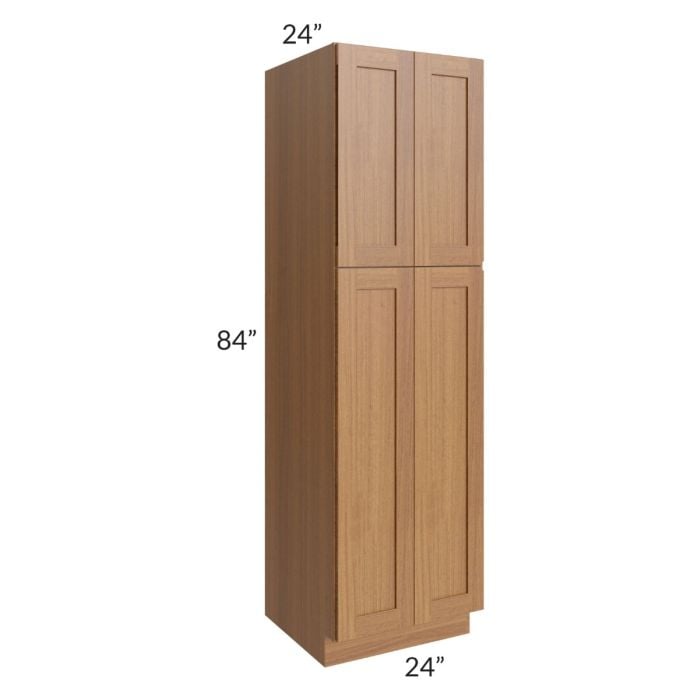 RTA Artisan Walnut Shaker 24" x 84" Wall Pantry with 1 Decorative End Panel