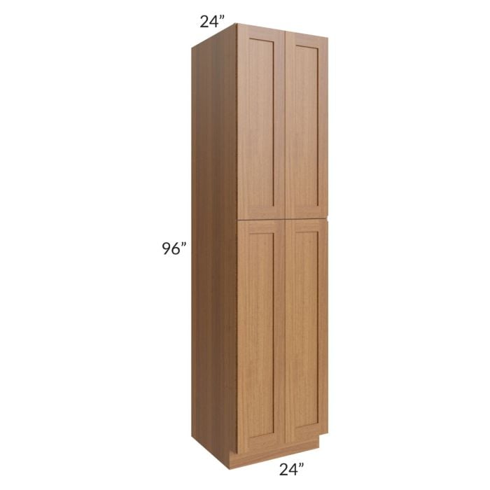 RTA Artisan Walnut Shaker 24" x 96" Wall Pantry with 1 Decorative End Panel and 2 Roll Out Trays