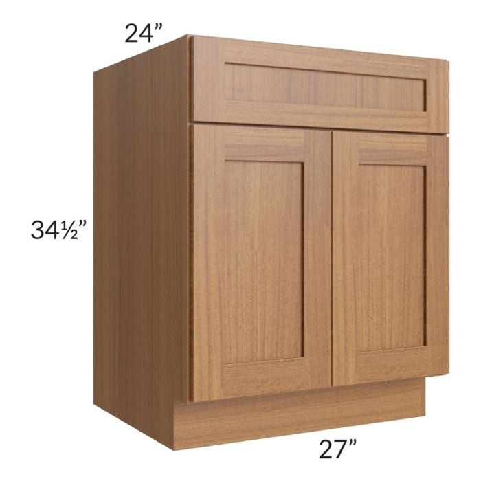 RTA Artisan Walnut Shaker 27" Base Cabinet with 1 Decorative End Panel and 1 Roll Out Tray