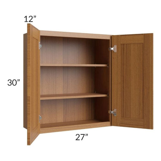 RTA Artisan Walnut Shaker 27" x 30" Wall Cabinet with 2 Decorative End Panels