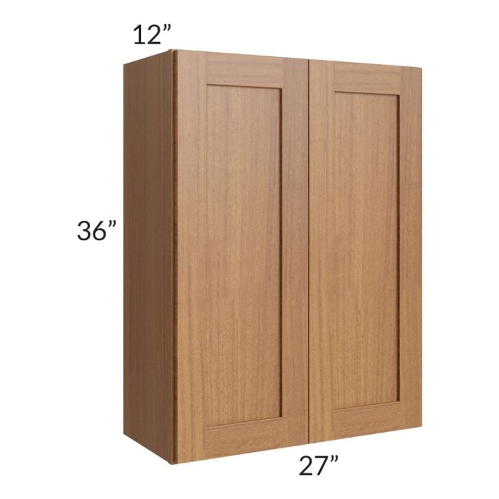 RTA Artisan Walnut Shaker 27" x 36" Wall Cabinet with 1 Decorative End Panel