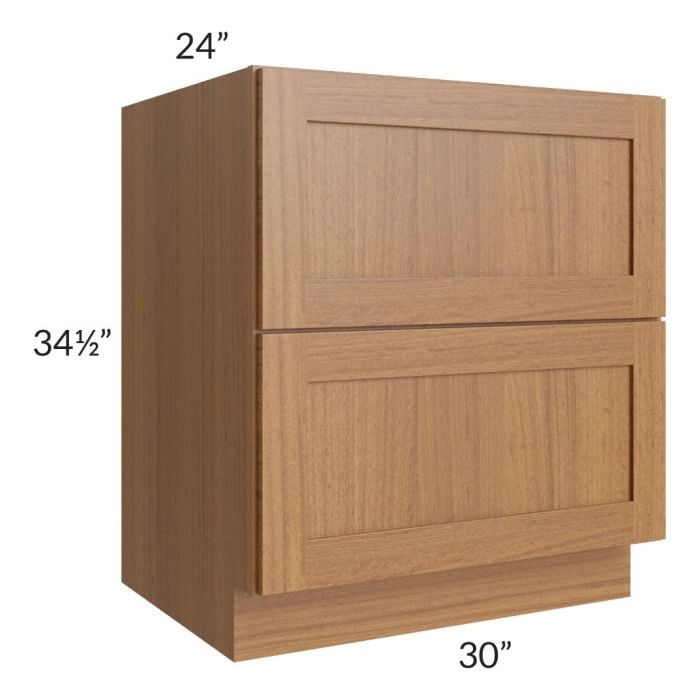 RTA Artisan Walnut Shaker 30" 2-Drawer Base Cabinet