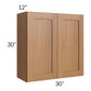 RTA Artisan Walnut Shaker 30" x 30" Wall Cabinet with 1 Decorative End Panel and Glass Door