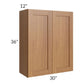 RTA Artisan Walnut Shaker 30" x 36" Wall Cabinet with 1 Decorative End Panel and Glass Door