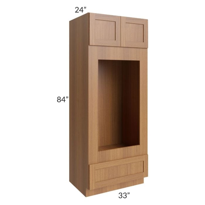 RTA Artisan Walnut Shaker 33" x 84" Double Oven or Oven/Microwave Cabinet with 2 Decorative End Panel