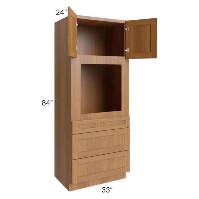 RTA Artisan Walnut Shaker 33" x 84" Oven Cabinet with 2 Decorative End Panels