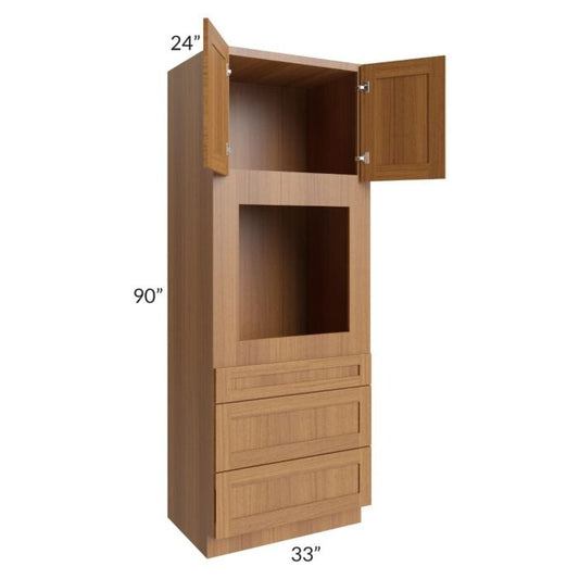 RTA Artisan Walnut Shaker 33" x 90" Oven Cabinet with 2 Decorative End Panels