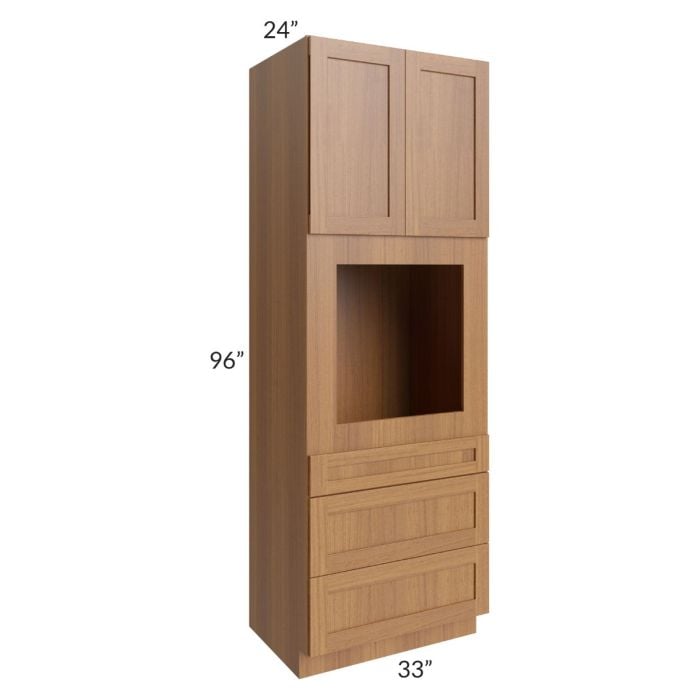 RTA Artisan Walnut Shaker 33" x 96" Oven Cabinet with 2 Decorative End Panels