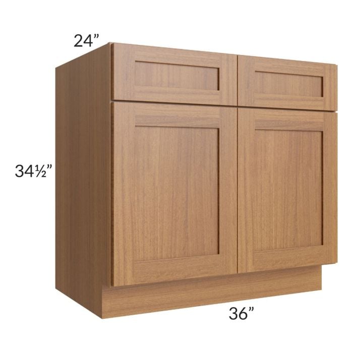 RTA Artisan Walnut Shaker 36" Base Cabinet with 2 Decorative End Panels