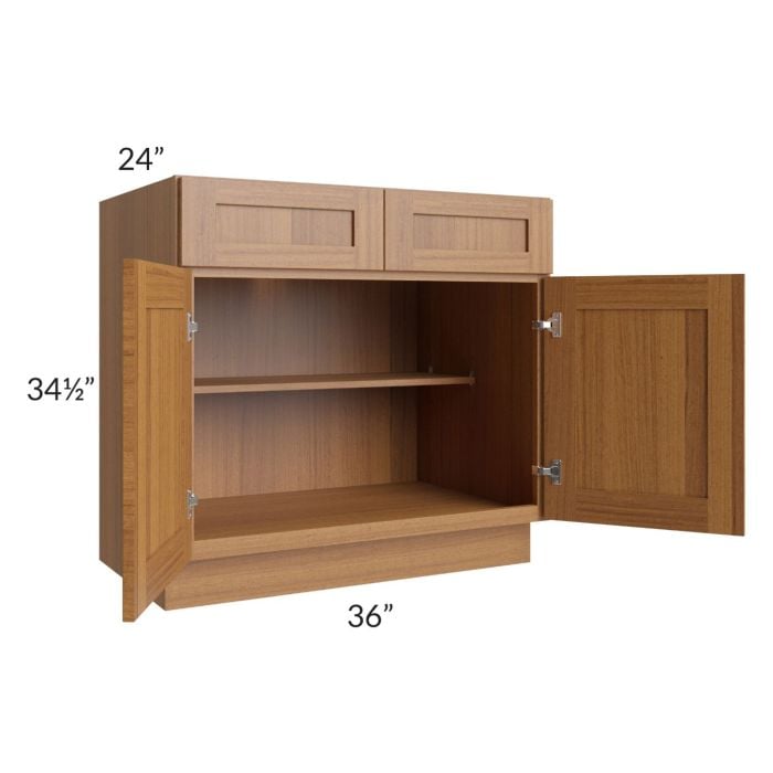 RTA Artisan Walnut Shaker 36" Base Cabinet with 2 Decorative End Panels