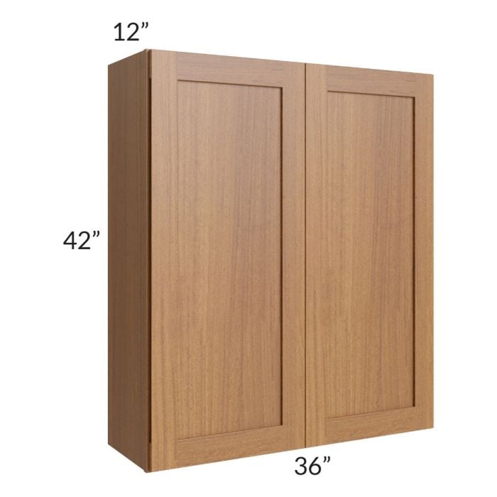 RTA Artisan Walnut Shaker 36" x 42" Wall Cabinet with 2 Decorative End Panels