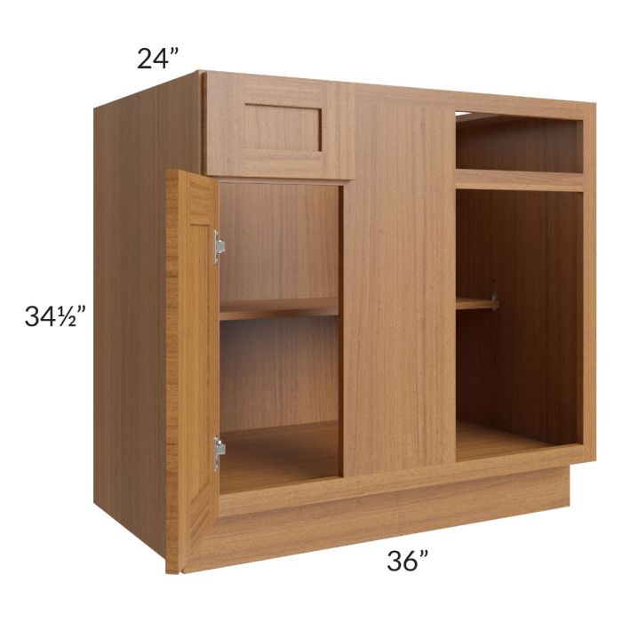 RTA Artisan Walnut Shaker 39"-42" Blind Base Corner Cabinet