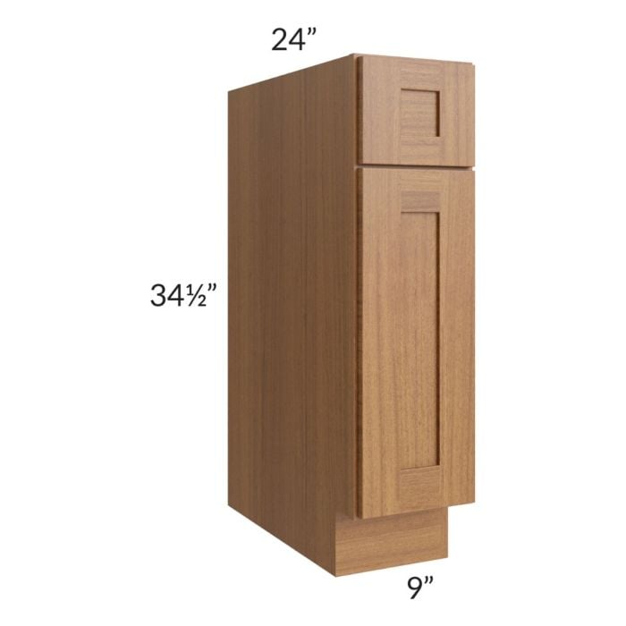 RTA Artisan Walnut Shaker 9" Base Cabinet with 1 Decorative End Panel