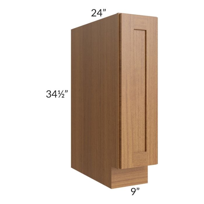 RTA Artisan Walnut Shaker 9" Full Height Door Base Cabinet with 1 Decorative End Panel