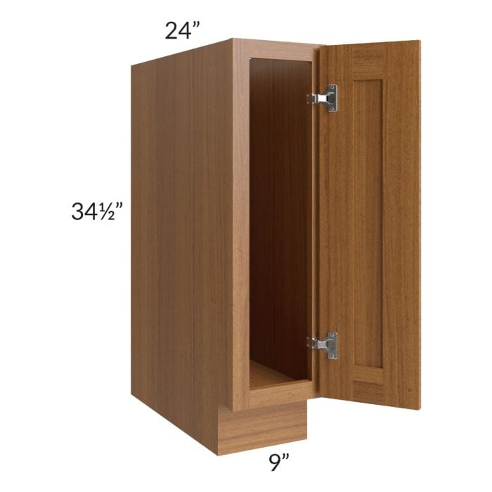 RTA Artisan Walnut Shaker 9" Full Height Door Base Cabinet with 1 Decorative End Panel