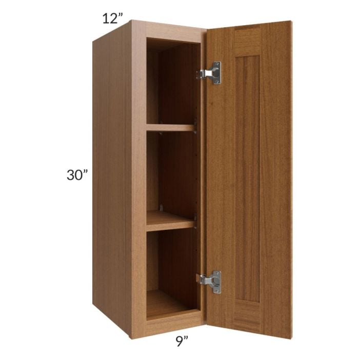 RTA Artisan Walnut Shaker 9" x 30" Wall Cabinet with 2 Decorative End Panels