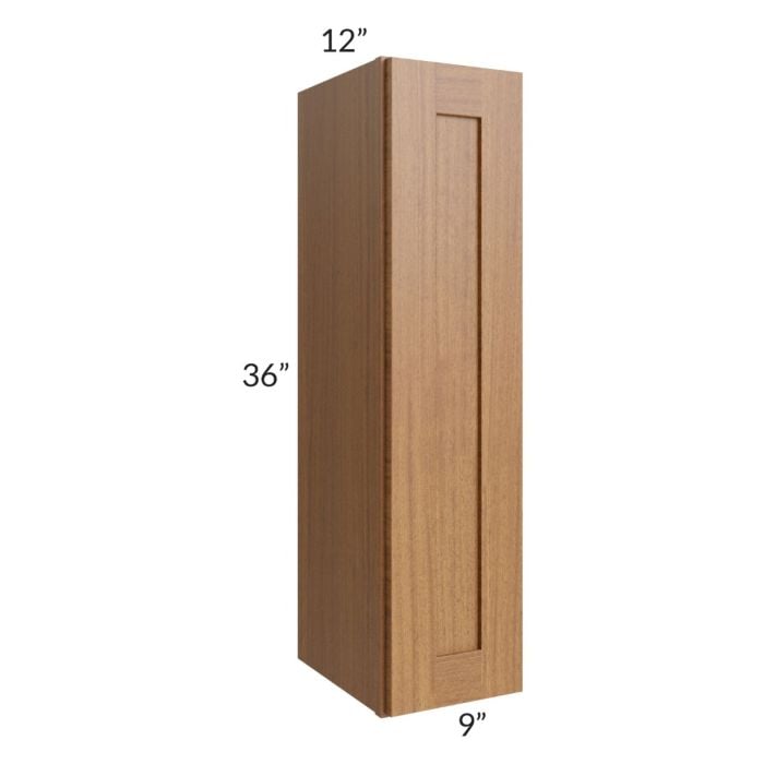 RTA Artisan Walnut Shaker 9" x 36" Wall Cabinet with 1 Decorative End Panel