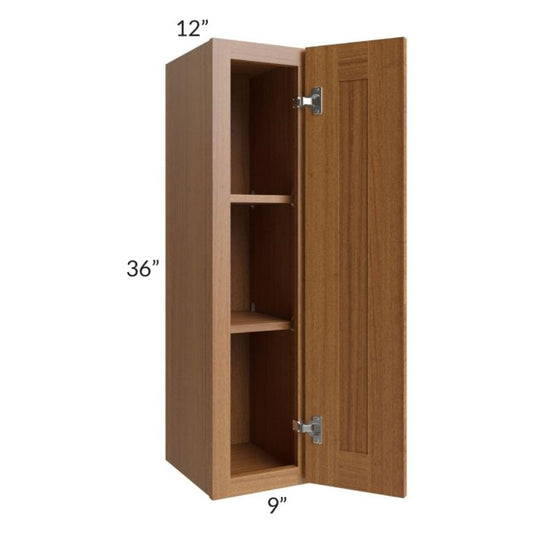 RTA Artisan Walnut Shaker 9" x 36" Wall Cabinet with 1 Decorative End Panel