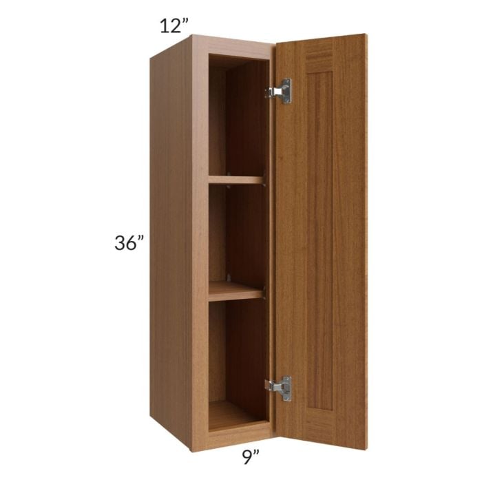 RTA Artisan Walnut Shaker 9" x 36" Wall Cabinet with 2 Decorative End Panels
