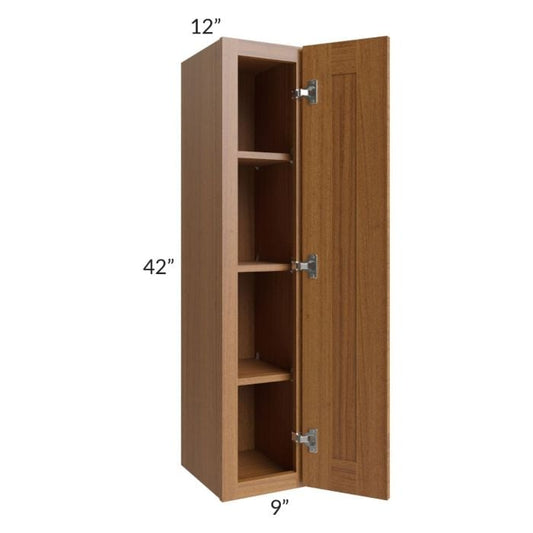 RTA Artisan Walnut Shaker 9" x 42" Wall Cabinet with 2 Decorative End Panels