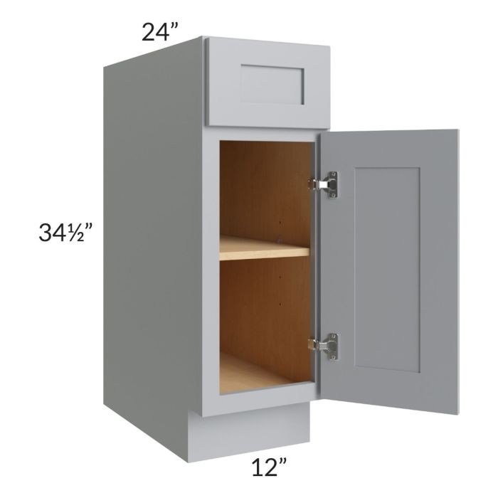RTA Asheville Grey Shaker 12" Base Cabinet with 1 Decorative End Panel