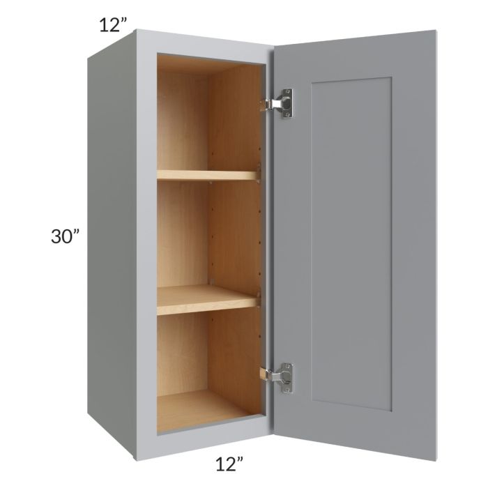 RTA Asheville Grey Shaker 12" x 30" Wall Cabinet with 1 Decorative End Panel