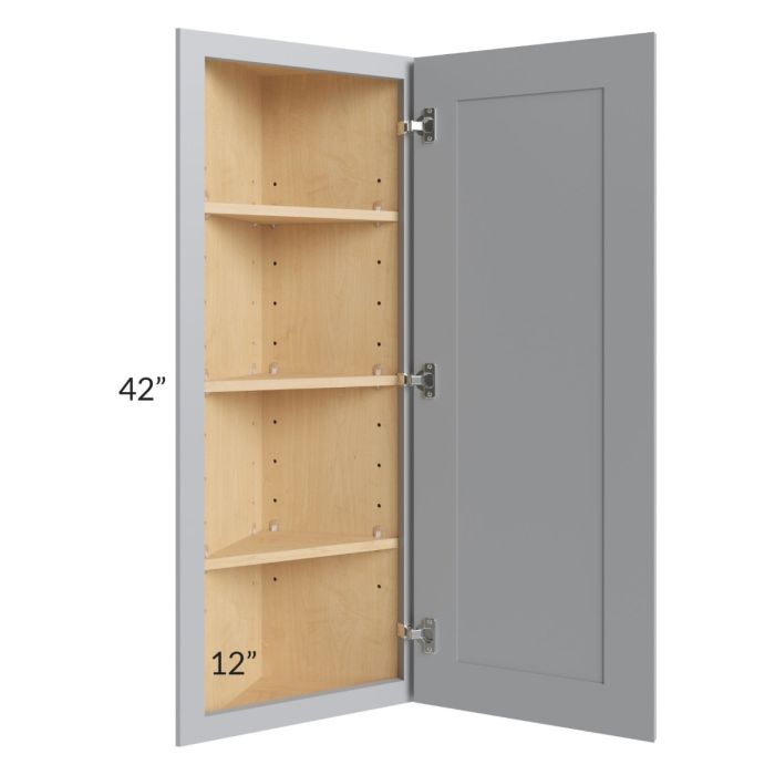 RTA Asheville Grey Shaker 12" x 42" Wall End Angle Cabinet with 1 Decorative End Panel
